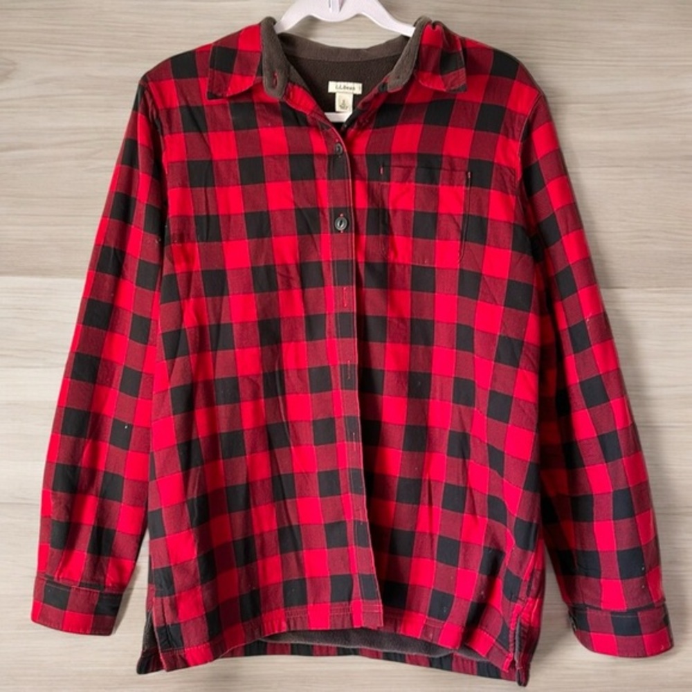 L.L. Bean Red and Black Plaid Women's Top